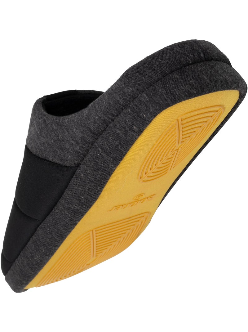 Chaussons mules nylon, semelle gomme ultra souple homme isotoner Noir - Kiabi