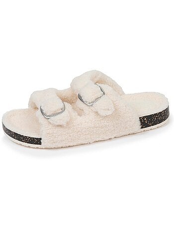 Chaussons mules ouvertes amorti talon, confort à la marche femme isotoner