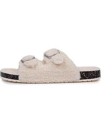 Chaussons mules ouvertes amorti talon, confort à la marche femme isotoner