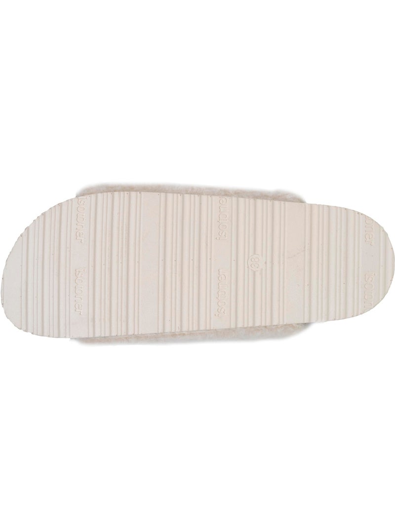 Chaussons mules ouvertes amorti talon, confort à la marche femme isotoner Ivoire - Kiabi