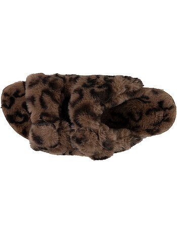 Chaussons mules ouvertes amorti talon, confort à la marche femme isotoner