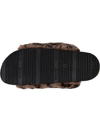 Chaussons mules ouvertes amorti talon, confort à la marche femme isotoner