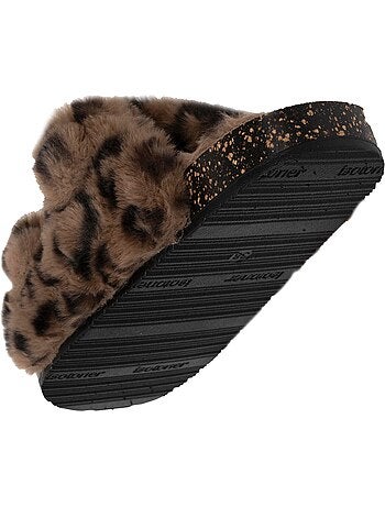 Chaussons mules ouvertes amorti talon, confort à la marche femme isotoner