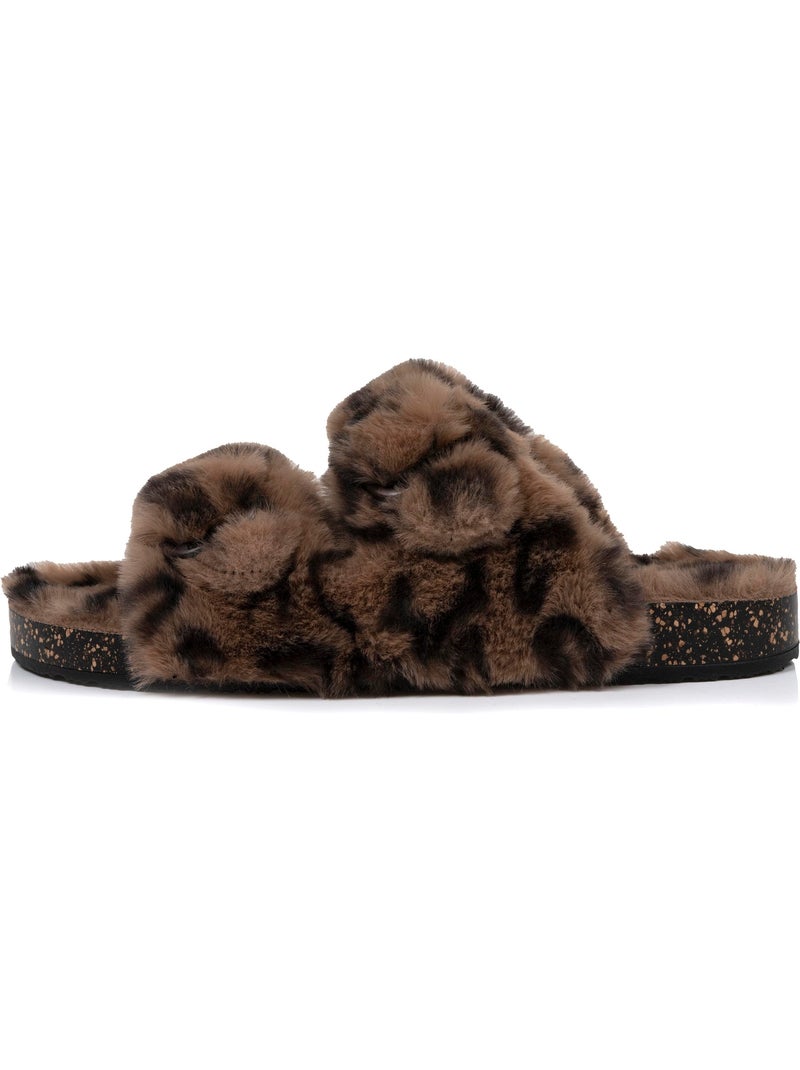 Chaussons mules ouvertes amorti talon, confort à la marche femme isotoner Noir Marron - Kiabi