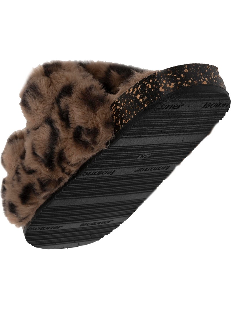 Chaussons mules ouvertes amorti talon, confort à la marche femme isotoner Noir Marron - Kiabi