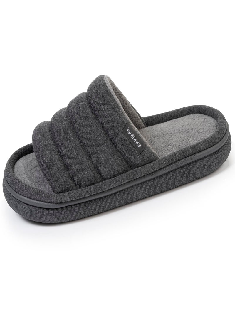 Chaussons Mules ouvertes semelle ultra moelleuse Gris chiné - Kiabi