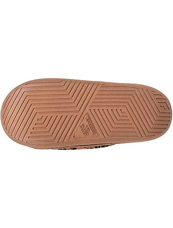 Chaussons mules ouvertes velours et maille métalisée semelle femme Isotoner