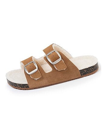 Chaussons mules ouvertes ultra confortables, en cuir femme