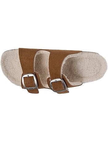 Chaussons mules ouvertes ultra confortables, en cuir femme
