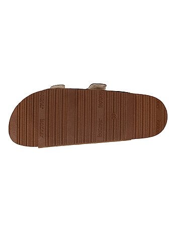 Chaussons mules ouvertes ultra confortables, en cuir femme Isotoner