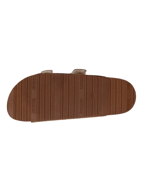 Chaussons mules ouvertes ultra confortables, en cuir femme Isotoner - Kiabi