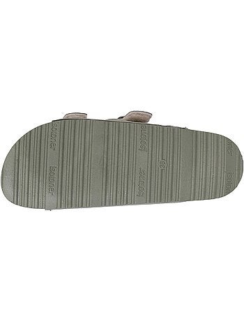 Chaussons mules ouvertes ultra confortables, en cuir femme isotoner