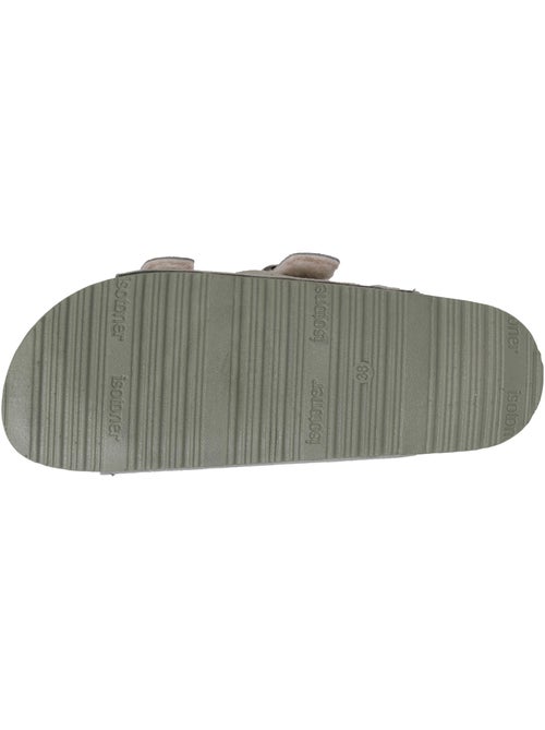 Chaussons mules ouvertes ultra confortables, en cuir femme isotoner - Kiabi