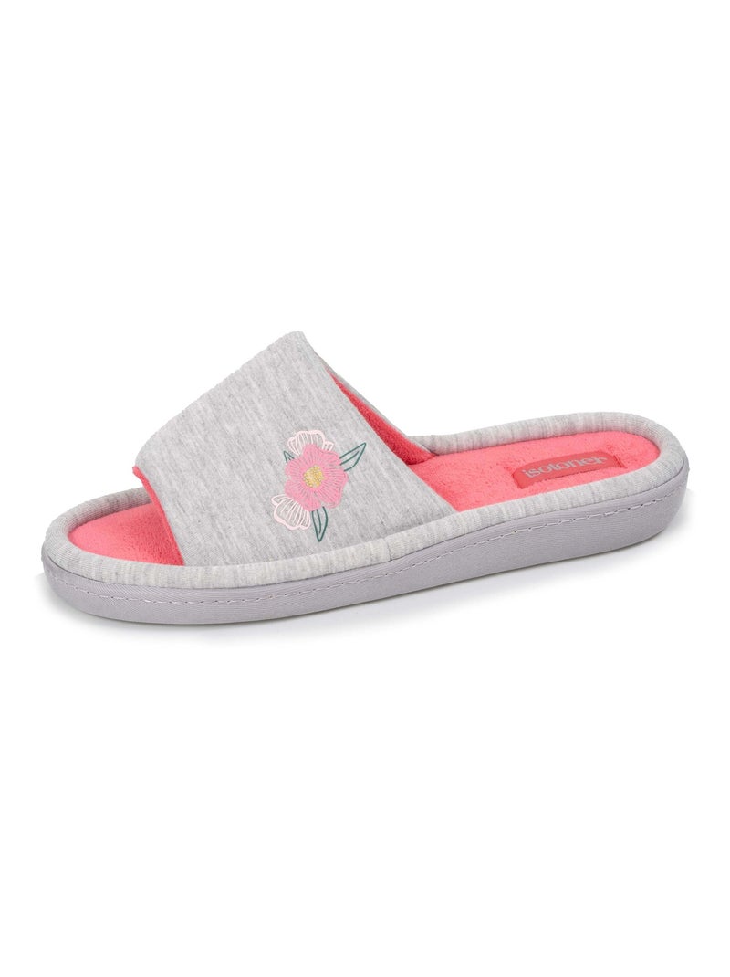 Chaussons Mules ouvertes ultra confortables, faciles à enfiler Gris chiné - Kiabi