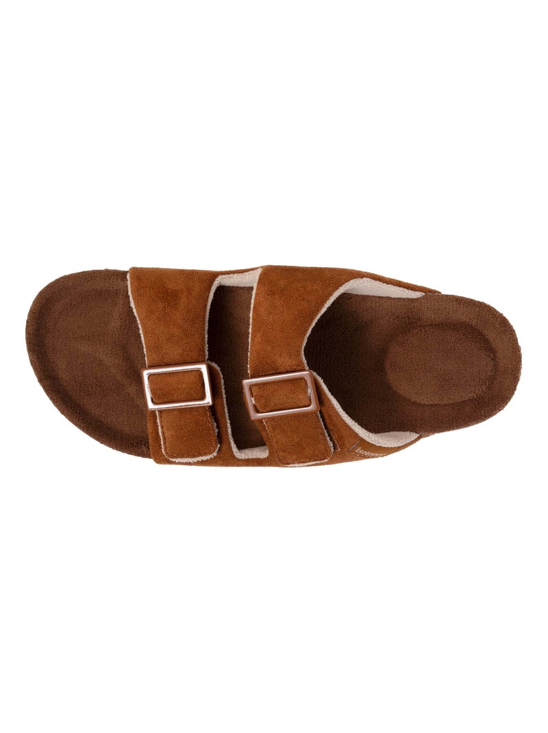 Chaussons mules ouvertes ultra confortables homme Isotoner Camel - Kiabi