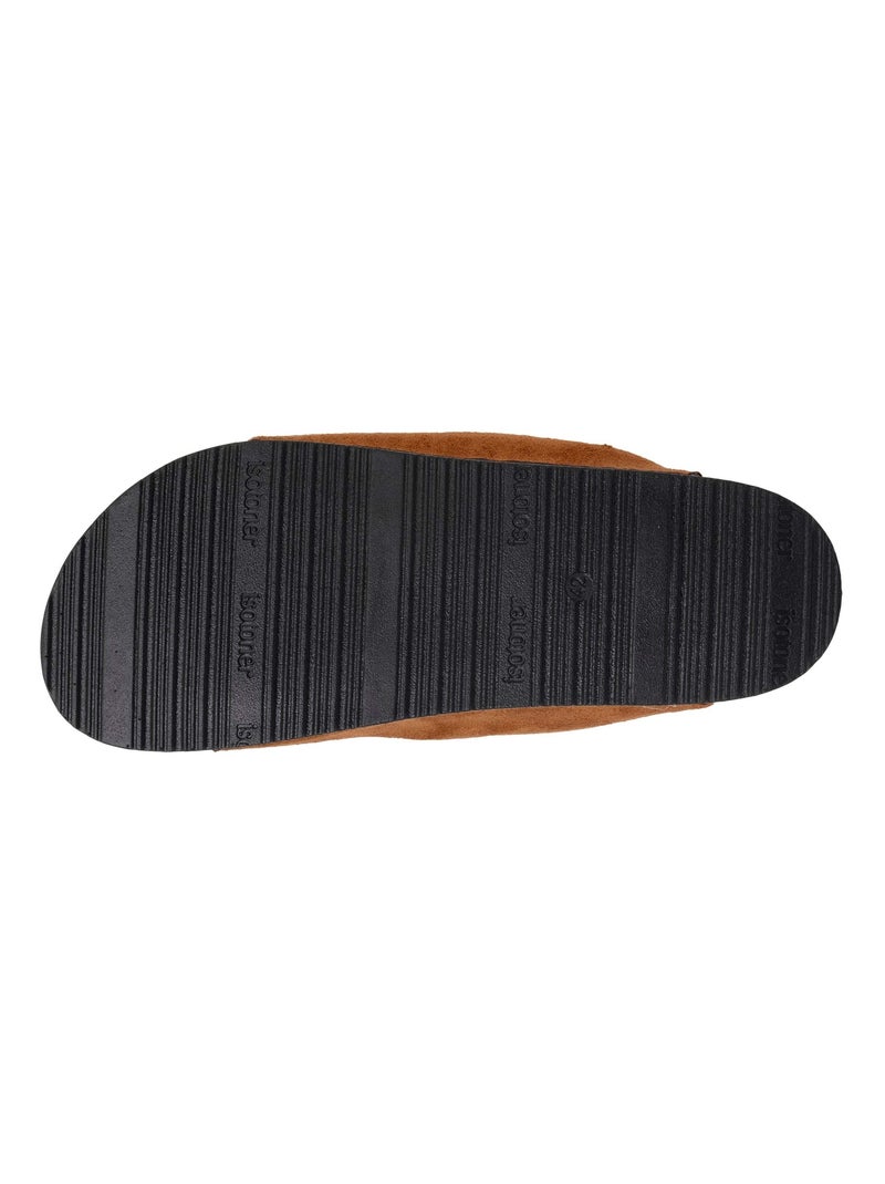 Chaussons mules ouvertes ultra confortables homme Isotoner Camel - Kiabi