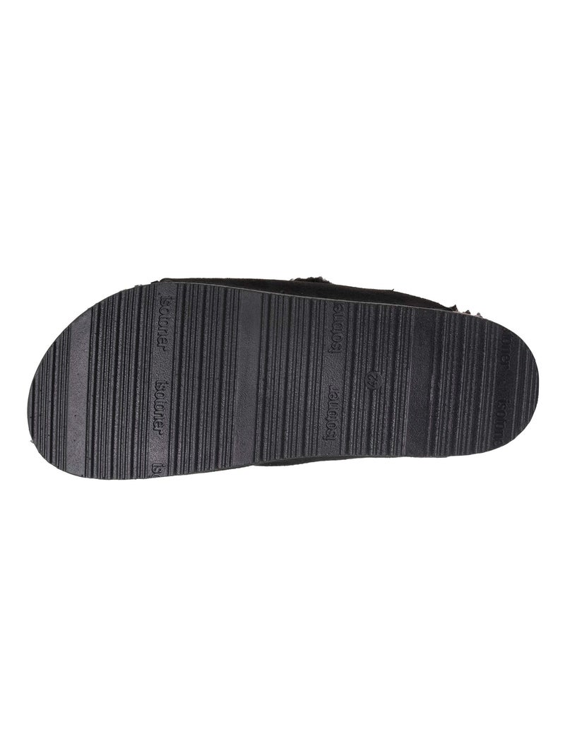 Chaussons mules ouvertes ultra confortables homme Isotoner Noir - Kiabi