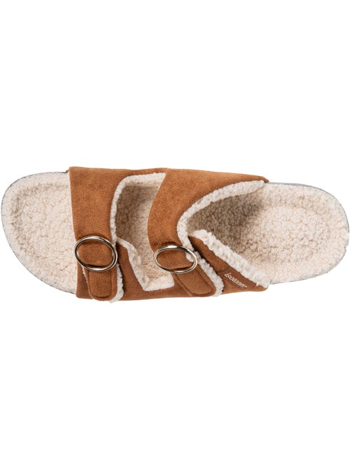 Chaussons mules ouvertes ultra-confortables patch Talon, en cuir femme Isotoner - Kiabi