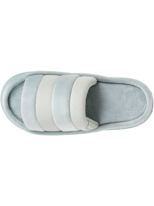 Chaussons mules ouvertes velours et maille métalisée semelle femme Isotoner - Kiabi