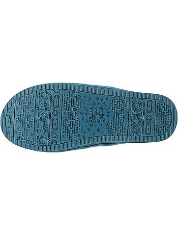 Chaussons mules ouvertes velours, plateforme 3,5 cm femme