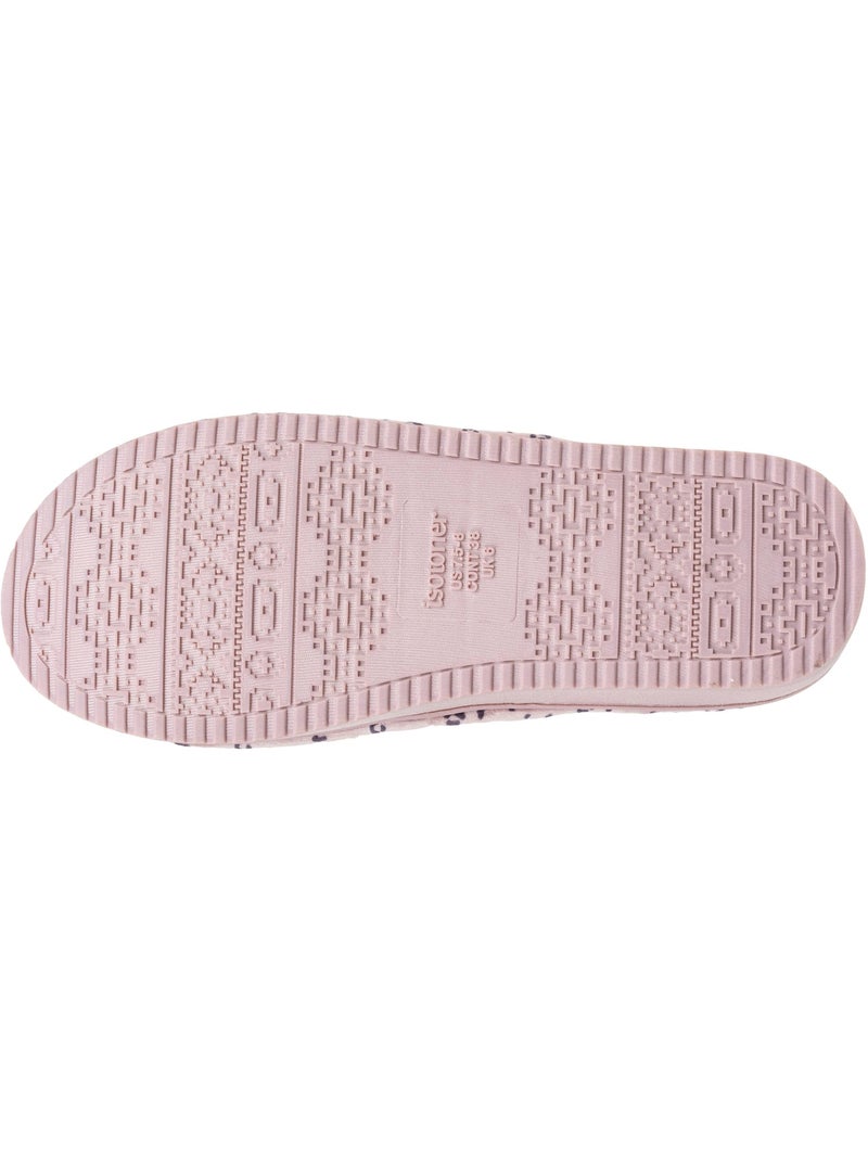 Chaussons mules ouvertes velours, plateforme 3,5 cm femme Isotoner Blush - Kiabi