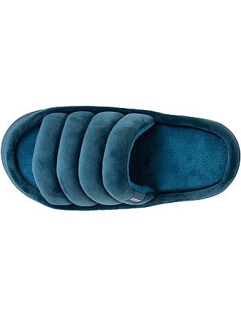 Chaussons mules ouvertes velours et maille métalisée semelle femme Isotoner