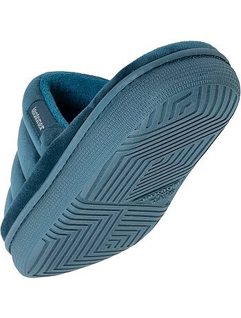 Chaussons mules ouvertes velours et maille métalisée semelle femme Isotoner