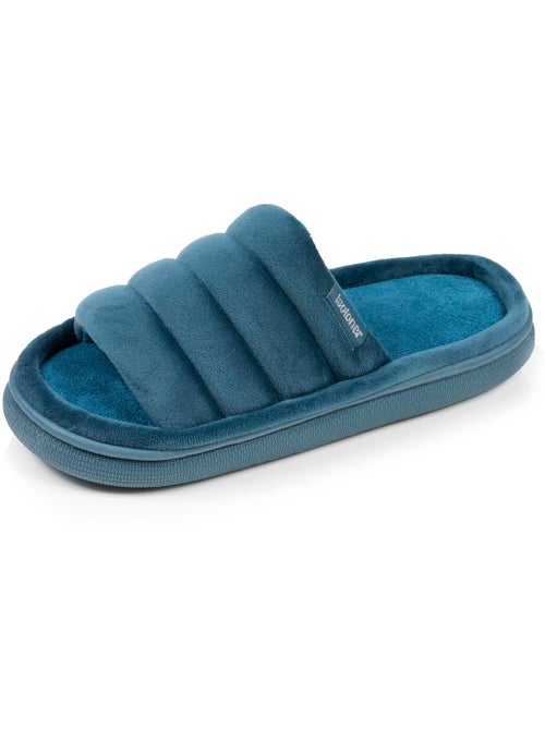 Chaussons mules ouvertes velours semelle bloup XTRA Confort femme Isotoner - Kiabi
