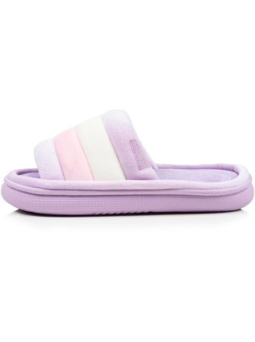 Chaussons mules ouvertes velours semelle bloup XTRA Confort femme Isotoner - Kiabi