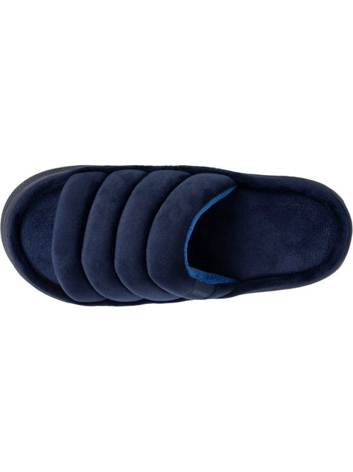 Chaussons mules ouvertes velours ultra doux, semelle bloup XTRA homme Isotoner - Kiabi