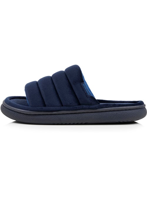 Chaussons mules ouvertes velours ultra doux, semelle bloup XTRA homme Isotoner - Kiabi