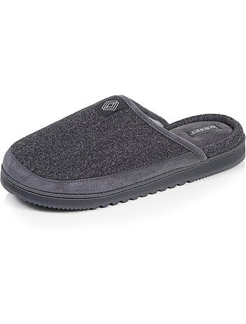 Chaussons mules velours chauds, semelle confort crantée homme isotoner