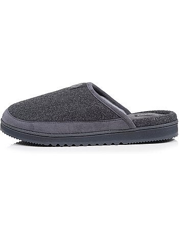 Chaussons mules velours chauds, semelle confort crantée homme isotoner