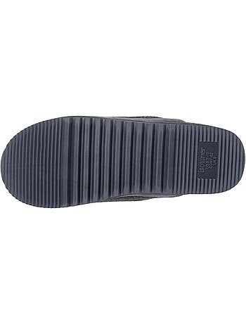 Chaussons mules velours chauds, semelle confort crantée homme isotoner
