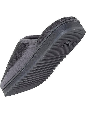 Chaussons mules velours chauds, semelle confort crantée homme isotoner