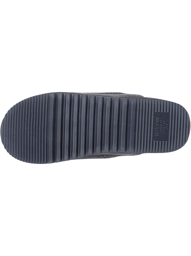 Chaussons mules polaire chauds, semelle confort crantée homme isotoner Gris - Kiabi