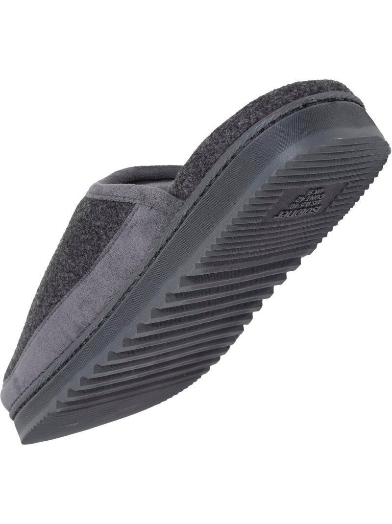 Chaussons mules polaire chauds, semelle confort crantée homme isotoner Gris - Kiabi