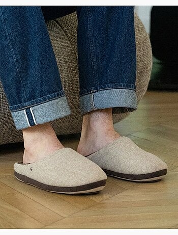 Chaussons mules polaire, chauds, semelle confort homme