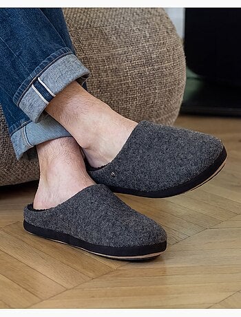 Chaussons mules polaire, chauds, semelle confort homme
