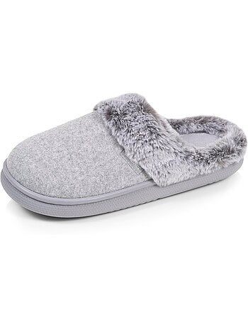 Chaussons mules microvelours semelle bloup extra confort femme isotoner