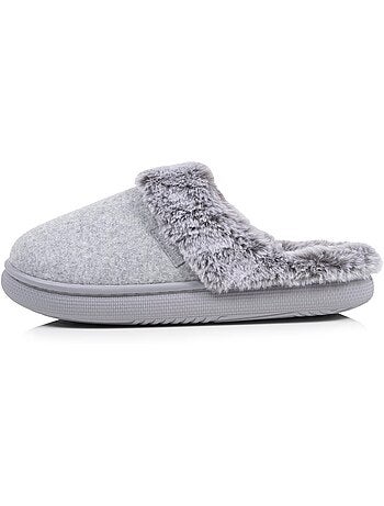 Chaussons mules microvelours semelle bloup extra confort femme isotoner