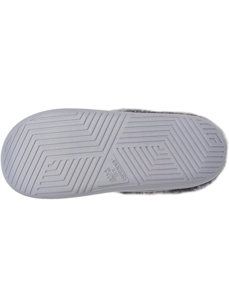 Chaussons mules polaire semelle bloup extra Confort femme Isotoner Gris chiné - Kiabi