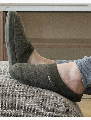 Chaussons mules polaire, semelle gomme ultra souple homme isotoner