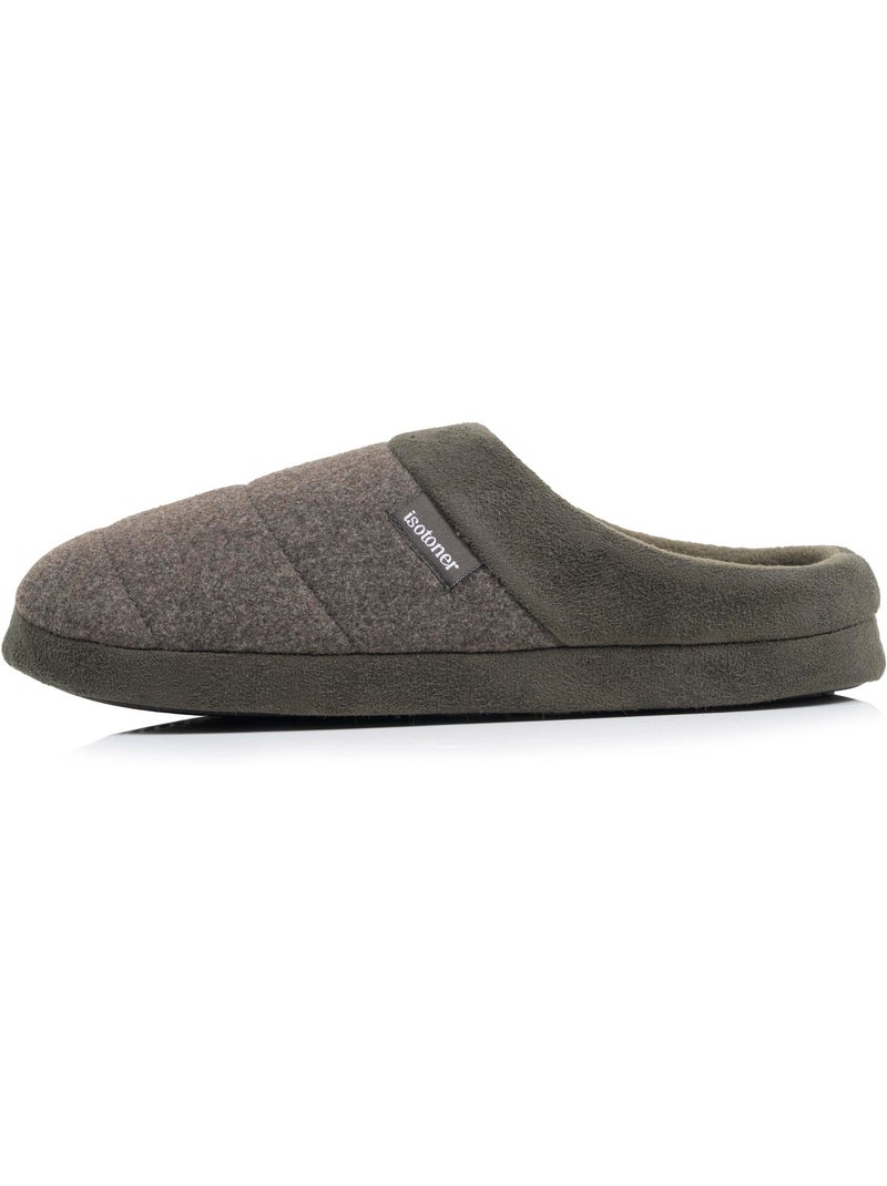 Chaussons mules polaire, semelle gomme ultra souple homme isotoner Kaki - Kiabi
