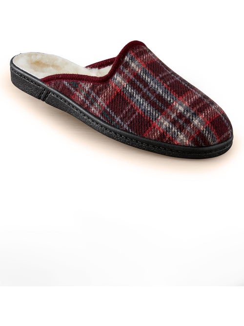 Chaussons mules pure laine à carreaux - AFIBEL - Kiabi