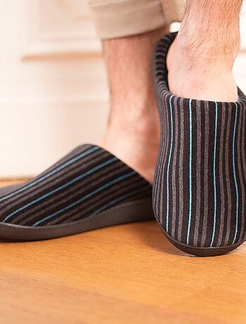 Chaussons mules rayures homme Isotoner