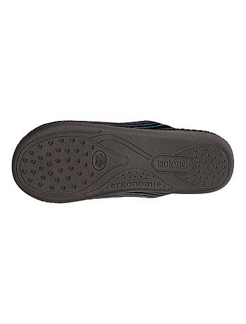 Chaussons mules rayures homme Isotoner