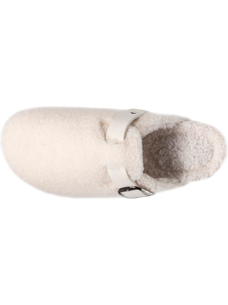 Chaussons mules sabot confort interieur imitation femme isotoner Ivoire - Kiabi