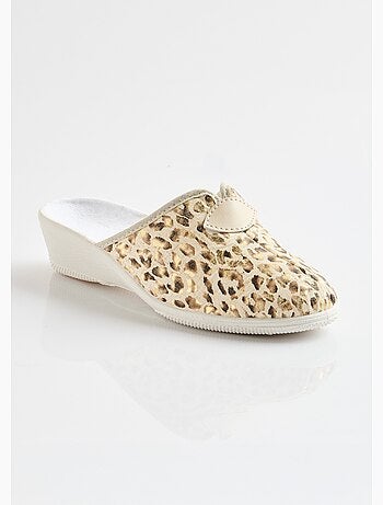 Chaussons mules sabot imprimé léopard - Afibel