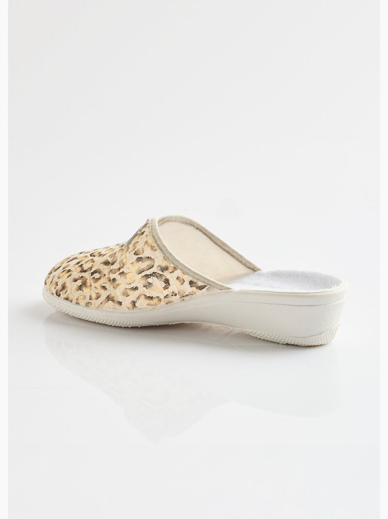 Chaussons mules sabot imprimé léopard - Afibel Doré - Kiabi